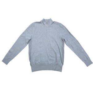 AG Green Label Mens Gray Half Zip Cotton Cashmere Sweater Size M Soft Pullover.